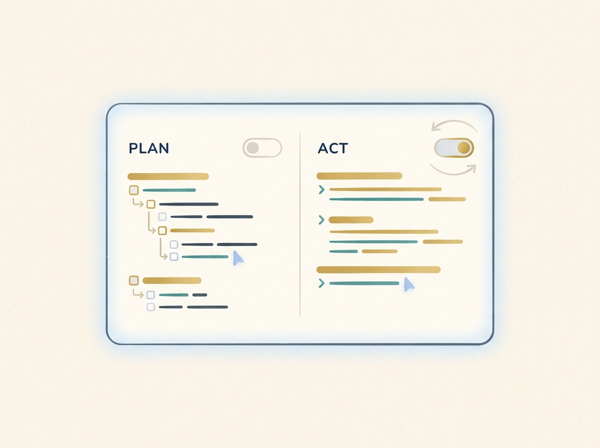 ターミナル画面でPlan ModeとAct Modeを切り替えるイメージ