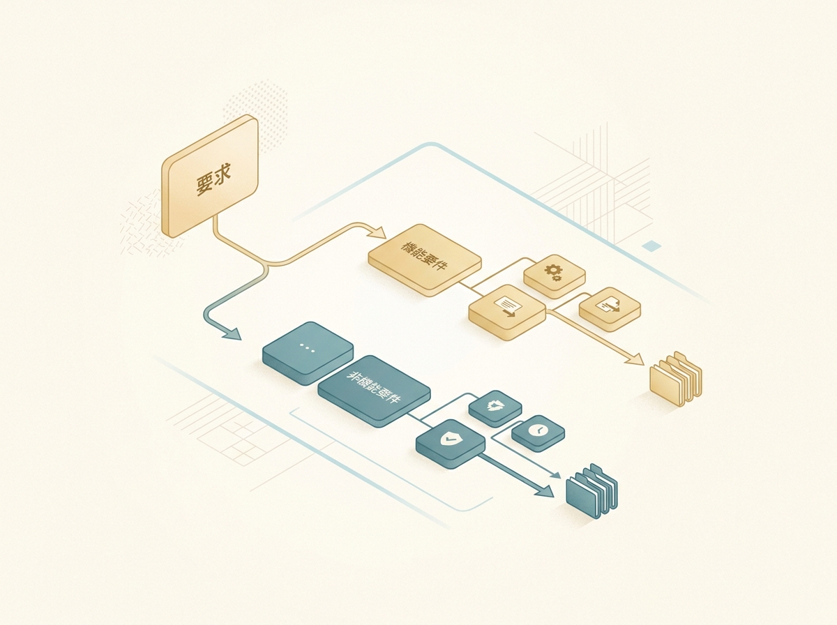 機能要件と非機能要件を分けて整理するシンプルなフロー図