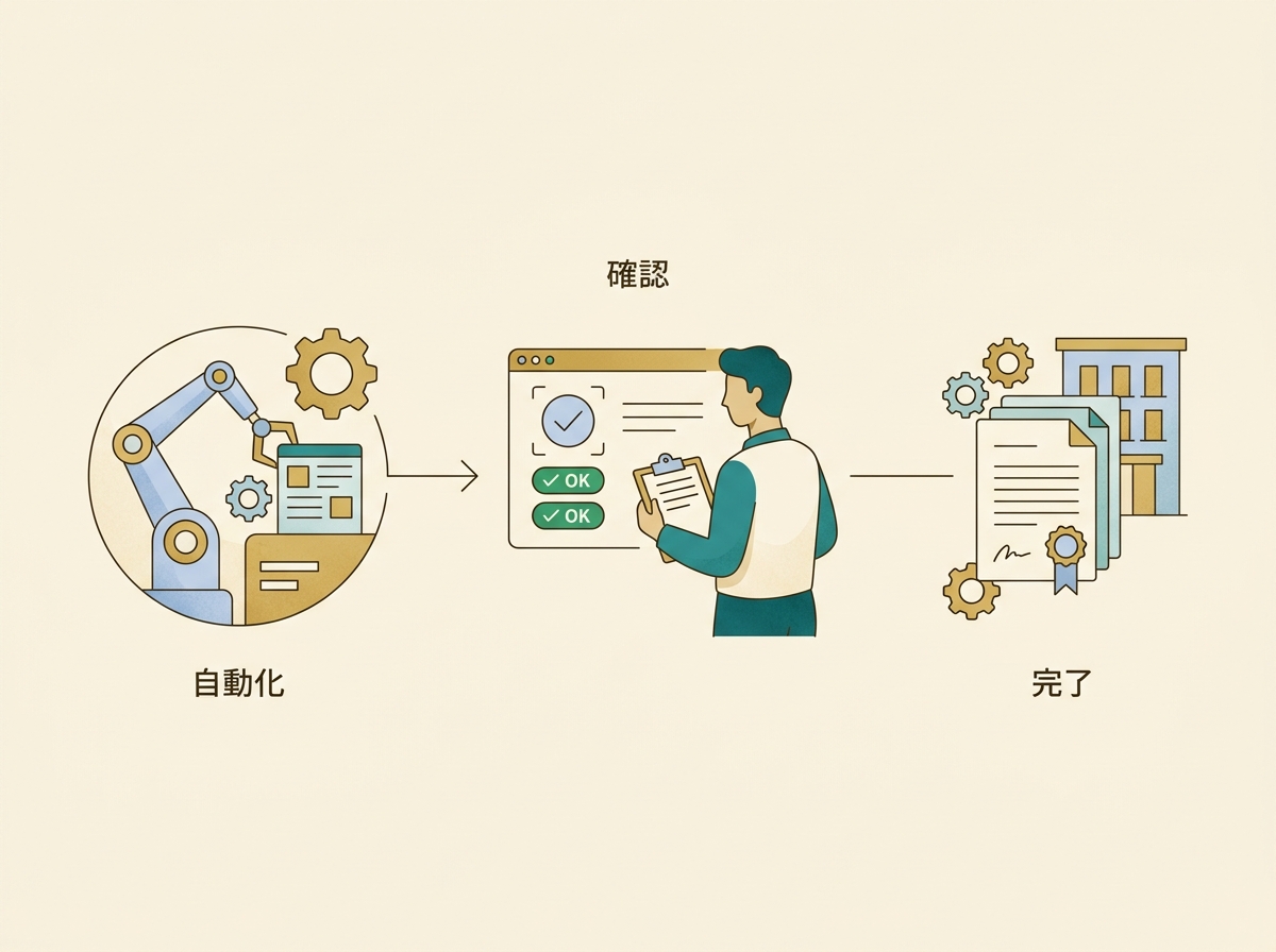 自動化後の確認フローを示すシンプルな図