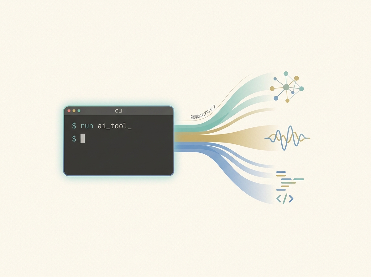 Image of a CLI-based development environment running multiple AI tools in parallel