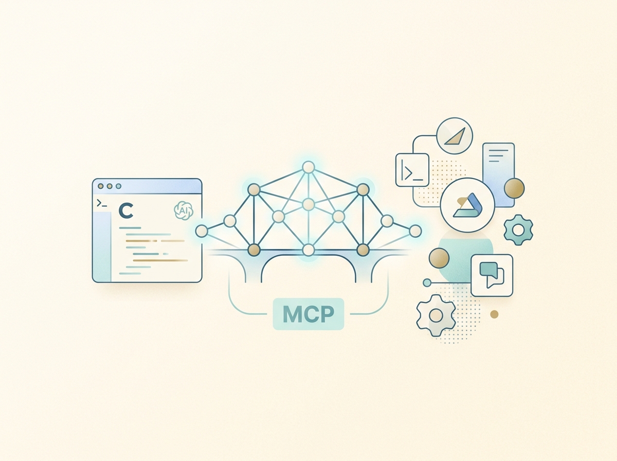 MCPでCursorと外部ツールがつながる仕組みを象徴するシンプルなイメージ