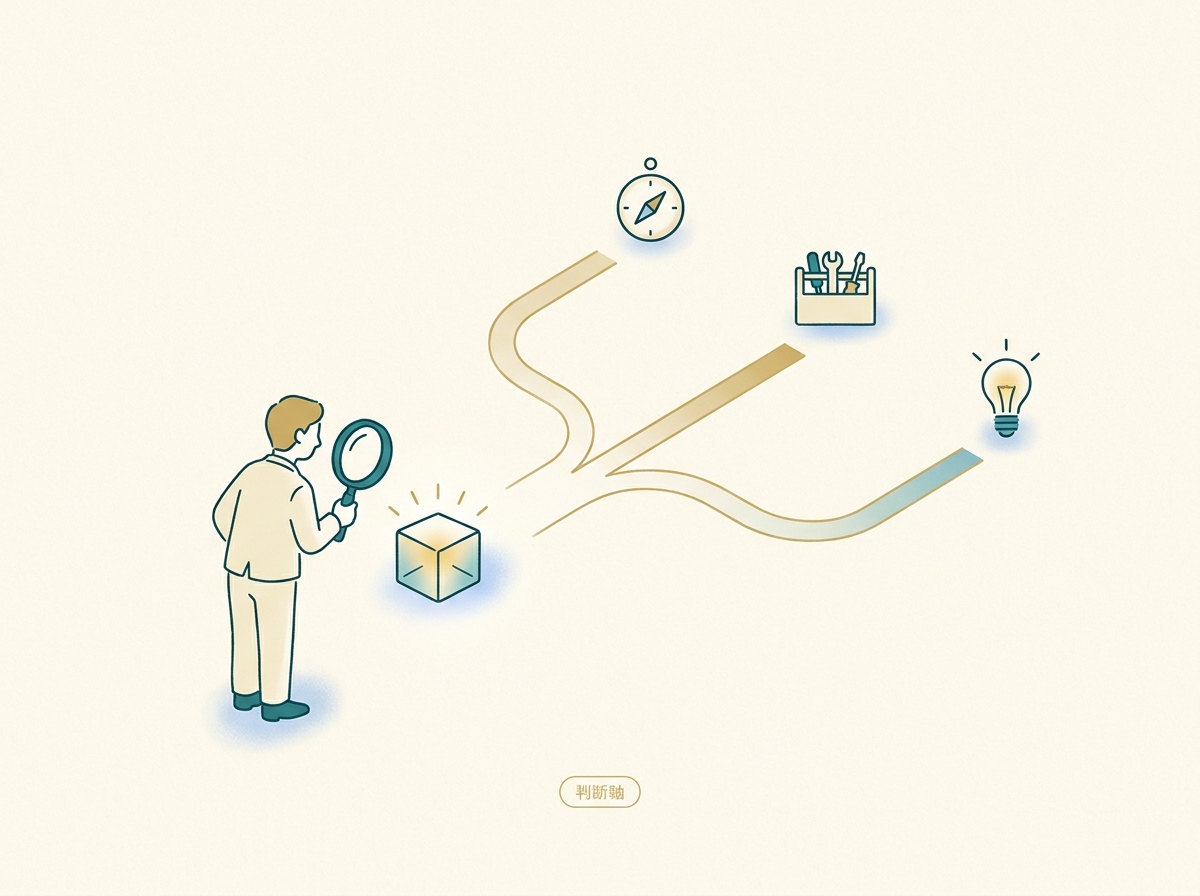 採用担当が個人開発を見る3つの判断軸を示すシンプルなイメージ