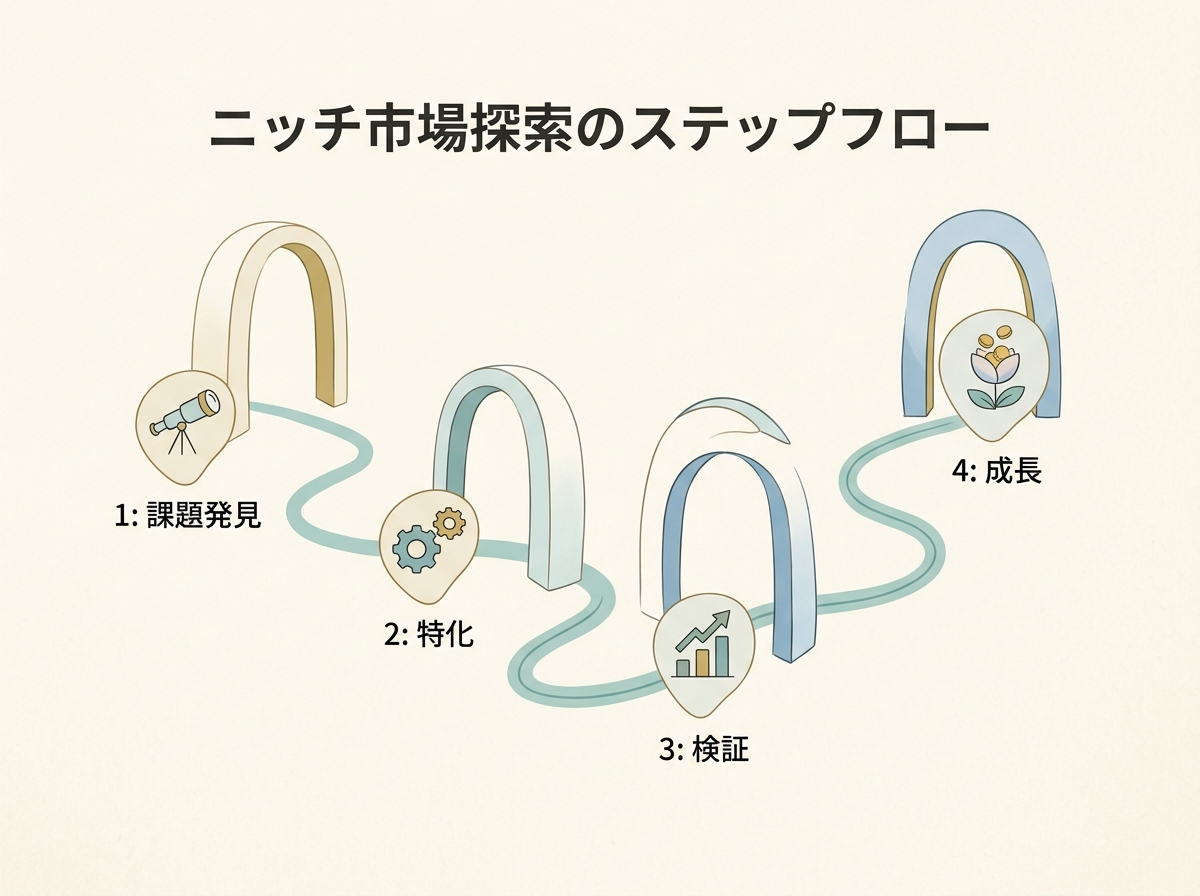 ニッチ市場探索のステップフロー
