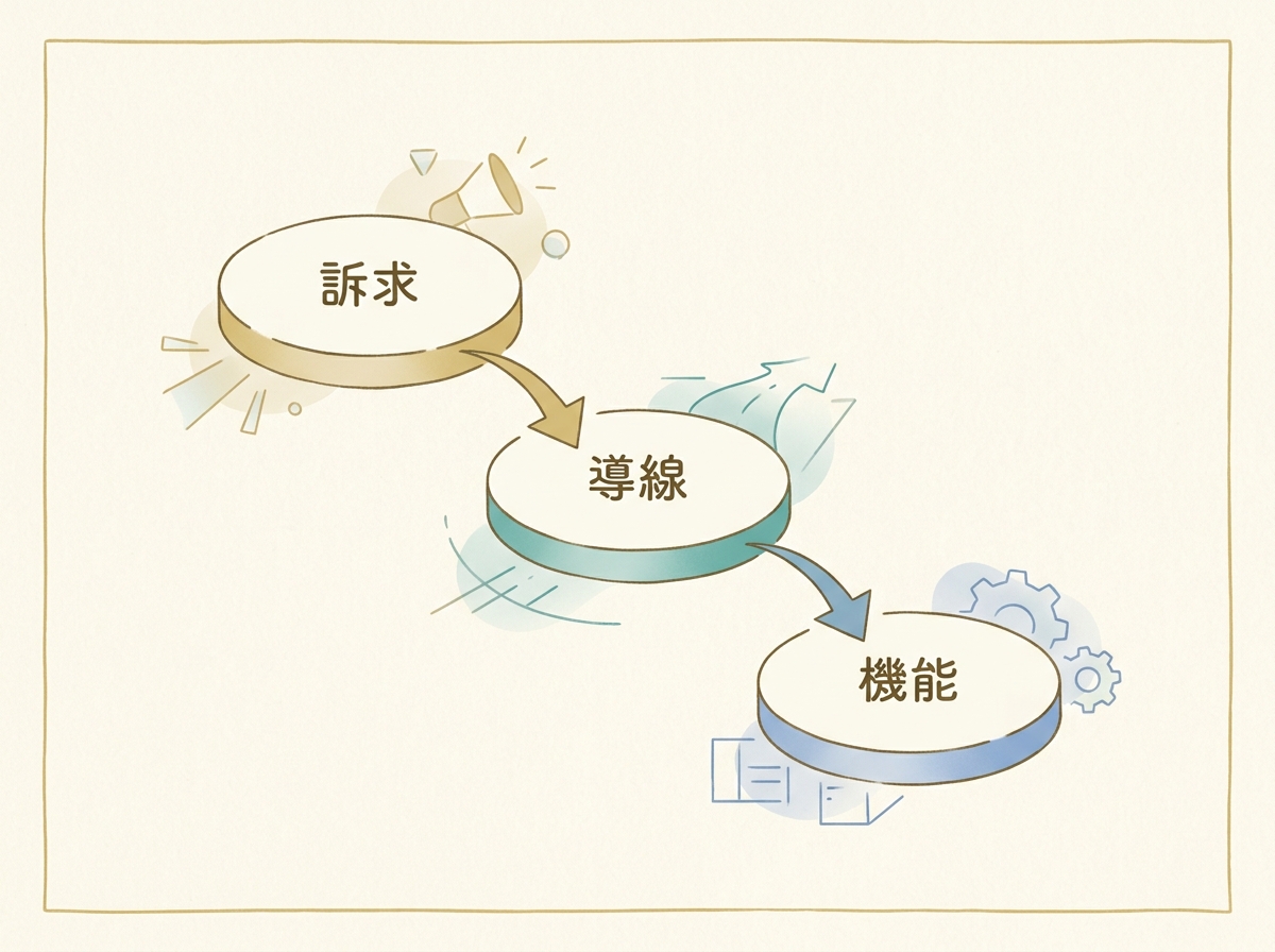 売れないときの改善優先順位フロー(訴求→導線→機能の順)